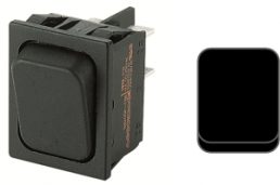 Rocker switch, black, 2 pole, (On)-Off-(On), Changeover switch, 6 (4) A/250 VAC, IP40, unlit, unprinted