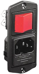 Plug C14, 3 pole, screw mounting, plug-in connection, black, BVA01/Z0000/11