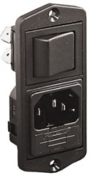 Plug C14, 3 pole, screw mounting, plug-in connection, black, BVA01/Z0000/10