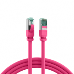 Patch cable, RJ45 plug, straight to RJ45 plug, straight, Cat 6A, S/FTP, LSZH, 0.25 m, magenta