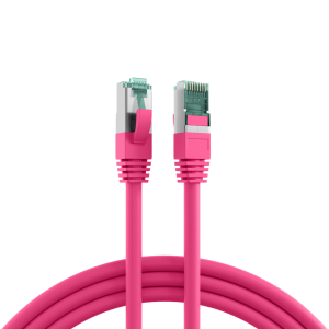Patch cable, RJ45 plug, straight to RJ45 plug, straight, Cat 6A, S/FTP, LSZH, 0.5 m, magenta