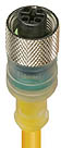 Sensor actuator cable, M12-cable socket, straight to open end, 4 pole, 2 m, PUR, yellow, 4 A, 21363