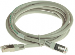 System cable, RJ45 plug, straight to RJ45 plug, straight, Cat 6, 2 m, gray