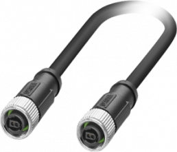 Sensor actuator cable, M12-SPE cable socket, straight to M12-SPE cable socket, straight, 2 pole, 2 m, PVC, black, 1364631