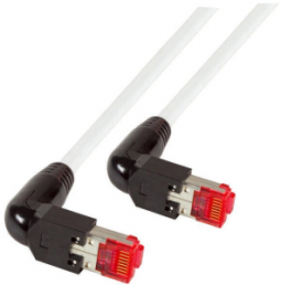 Patch cable, RJ45 plug, angled to RJ45 plug, angled, Cat 6A, S/FTP, LSZH, 3 m, white