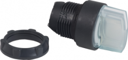 Selector switch, illuminable, latching, waistband round, white, front ring black, 2 x 90°, mounting Ø 22 mm, ZB5AK1213