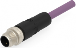 Sensor actuator cable, M12-cable plug, straight to open end, 2 pole, 4 m, PUR, purple, 4 A, TAB62135501-040