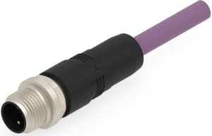 Sensor actuator cable, M12-cable plug, straight to open end, 2 pole, 2 m, PUR, purple, 4 A, TAB62135501-020