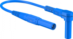 Measuring lead with (4 mm plug, spring-loaded, straight) to (4 mm plug, spring-loaded, angled), 1.5 m, blue, silicone, 1.0 mm², CAT III