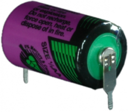 Lithium-Battery, 3.6 V, 1/2R6, 1/2 AA, round cell, solder pin