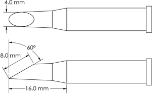 Soldering tip, Hoof shape, Ø 4 mm, (L) 16 mm, GT6-HF6040S
