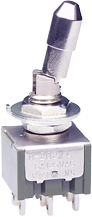 Toggle switch, metal, 2 pole, latching, On-On, 6 A/125 VAC, 4 A/30 VDC, silver-plated, MN22LL4W01