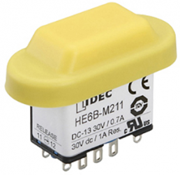Enabling switch, 2 pole, yellow, unlit , IP65, HE6B-M211Y