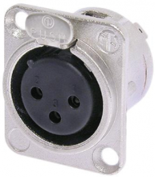 XLR panel socket, 3 pole, silver-plated, 2.5 mm², AWG 14, metal, NC3FD-L-1