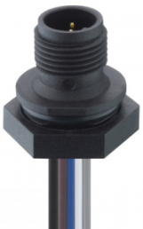 Sensor actuator cable, M12-flange plug, straight to open end, 8 pole, 0.5 m, PVC, black, 2 A, 1230 08 T16CW100 0,5M