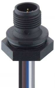 Sensor actuator cable, M12-flange plug, straight to open end, 4 pole, 0.5 m, PVC, black, 4 A, 1230 04 T16CW100 0,5M