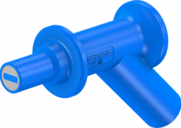 Magnetic adapter with 7 mm manget and 4 mm socket in insulating body, for contacting screw heads, CAT IV, blue