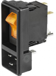 Panel plug C20, 1 pole, Snap-in mounting, plug-in connection, black, EF11.2085.0013.02