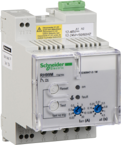 Residual current protection relay, Vigirex RH99M, 30mA to 30A, 12 to 24VAC 50/60Hz, 12 to 48VDC, local manual reset