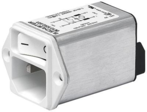 IEC plug C14, 50 to 60 Hz, 1 A, 250 VAC, 10 mH, faston plug 6.3 mm, DC12.1102.101
