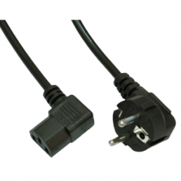 Power cord, Europe, german schuko-style plug, angled on C13-plug, angled, black, 1.5 m