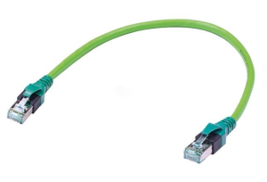 Patch cable, RJ45 plug, straight to RJ45 plug, straight, Cat 6A, PUR, 0.2 m, green