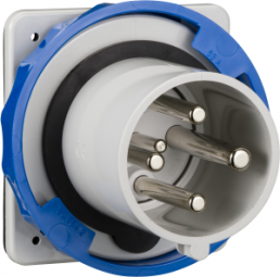 CEE wall plug, 4 pole, 63 A/200-250 V, blue, 9 h, IP67, 81879