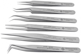 SMD tweezers kit (6 tweezers), uninsulated, antimagnetic, stainless steel, 5-050-AES