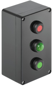 Klippon control station, 2 pushbutton, 1 indicator light green, 2 Form B (N/C) + 2 Form A (N/O), 1537140000