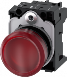 Indicator light, 22 mm, round, plastic, red, lens,smooth, 230 V AC