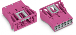 Socket, 3 pole, snap-in, spring-clamp connection, 0.5-4.0 mm², pink, 770-783