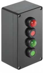 Klippon control station, 2 pushbutton green/red, 2 indicator lamp green/red, 2 Form B (N/C) + 2 Form A (N/O), 1537180000