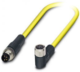 Sensor actuator cable, M8-cable socket, angled to M8-cable socket, angled, 4 pole, 1.5 m, PVC, yellow, 4 A, 1406195
