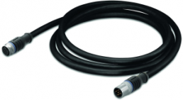 Sensor actuator cable, M12-cable socket, straight to M12-cable plug, straight, 3 pole, 1 m, PUR, black, 4 A, 756-5401/030-010