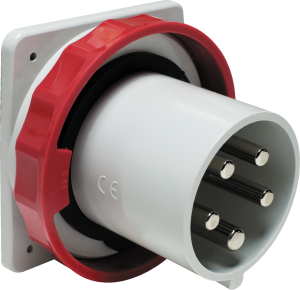 CEE wall plug, 5 pole, 125 A/380-415 V, red, 6 h, IP67, 81895
