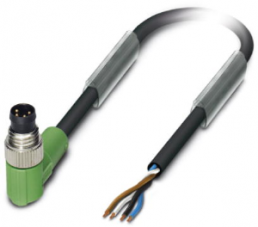 Sensor actuator cable, M8-cable plug, angled to open end, 4 pole, 10 m, PVC, black, 4 A, 1415549