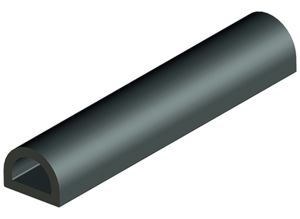 Sealing profile, 14 x 12 mm, Th 1.7 mm, self-adhesive, black, EPDM, 20 m roll, 490768