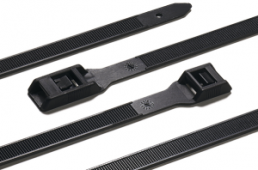 Cable tie, releasable, polyamide, (L x W) 275 x 9 mm, bundle-Ø 25 to 69 mm, black, UV resistant, -40 to 105 °C