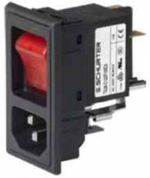 Combination element C14 or C18, 3 pole/2 pole, snap-in, plug-in connection, black, 3-109-713