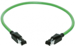 System cable, RJ11/RJ14 plug, straight to RJ11/RJ14 plug, straight, Cat 5, PVC, 1 m, green