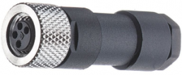 Socket, M8, 3 pole, solder connection, screw locking, straight, 2057