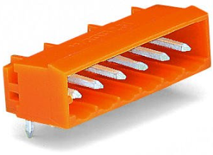 Pin header, 4 pole, pitch 5.08 mm, angled, orange, 231-534/001-000