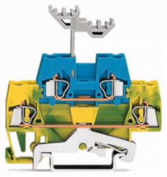 Double level terminal, spring-clamp connection, 0.08-2.5 mm², 2 pole, 20 A, 6 kV, yellow/green/blue, 280-537