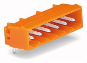 Pin header, 9 pole, pitch 5.08 mm, angled, orange, 231-539/001-000