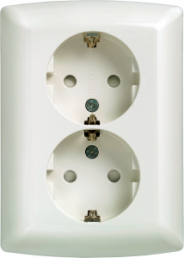 German schuko-style double socket outlet, white, 16 A/250 V, Germany, IP20, 5UB2211-3