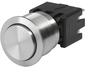 Pushbutton switch, 2 pole, silver, unlit , 16 A/250 V, mounting Ø 22 mm, IP65, 3-101-012