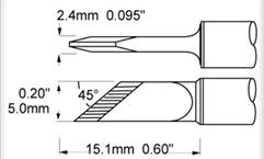 Soldering tip, Blade shape, (T x L x W) 4.5 x 18.7 x 4.5 mm, 390 °C, SFV-DRK45A