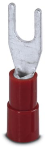 Insulated forked cable lug, 0.5-1.5 mm², AWG 20 to 16, M3.5, red