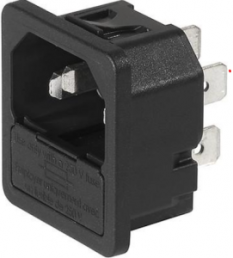 Combination element C14, 3 pole, snap-in, plug-in connection, black, 6205.4215