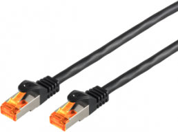 Patch cable, RJ45 plug, straight to RJ45 plug, straight, Cat 6A, S/FTP, PVC/PE, 10 m, black